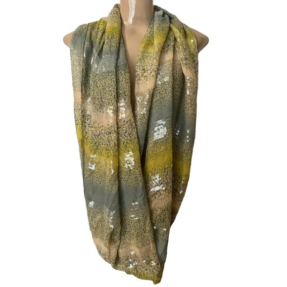 BCBGeneration Infinity Sequined Scarf Nordstrom Designer Mixed Print Cottagecore - Picture 1 of 7
